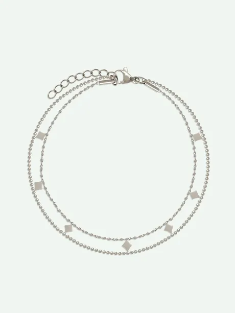 צמיד רגל כפול בשילוב מעויינים פלדת אל חלד