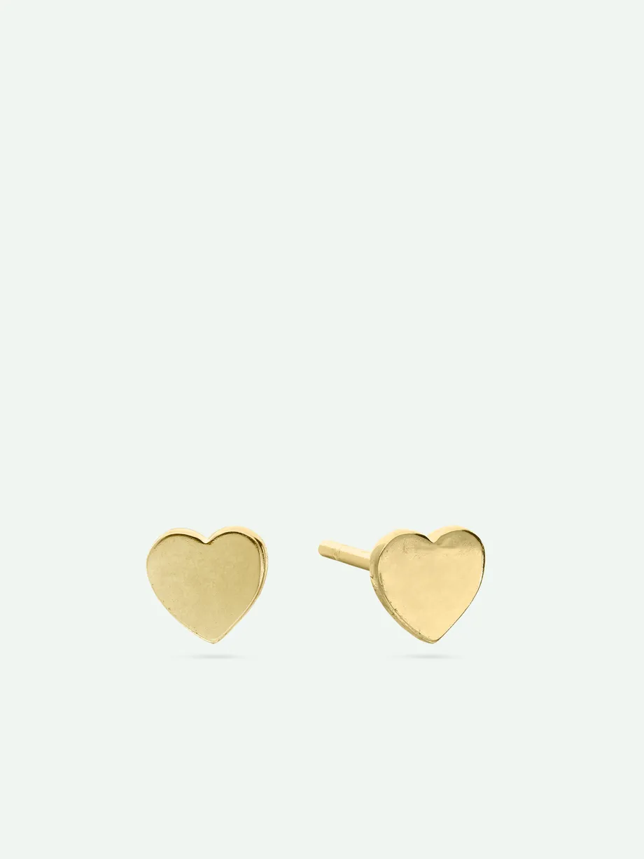 עגילים צמודים בצורת לב ציפוי זהב