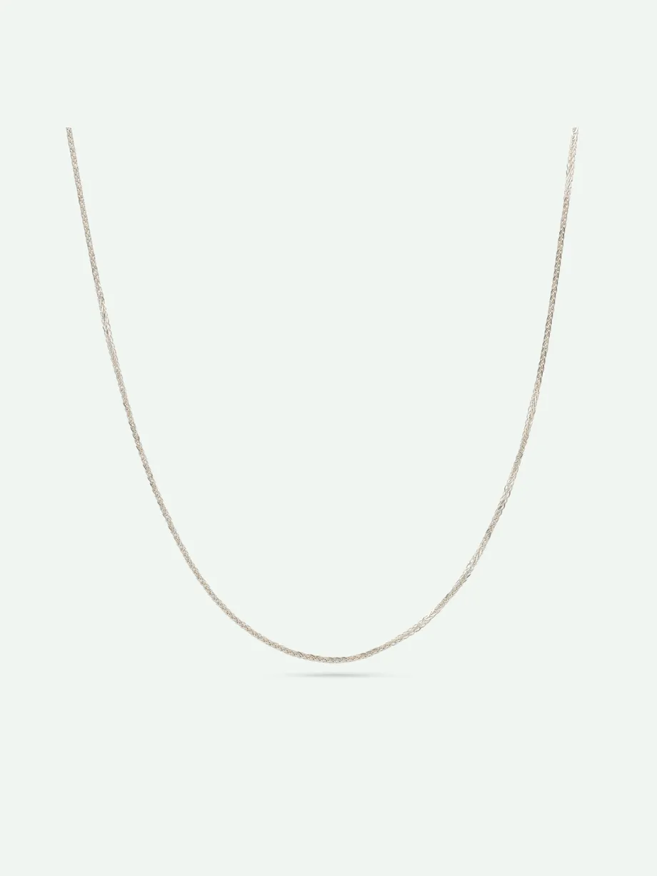 שרשרת חלקה זהב לבן 14K