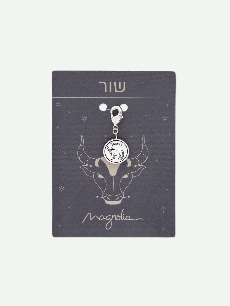 צ׳ארם כסף 925 בציפוי רודיום מזל שור — תצלום נוסף