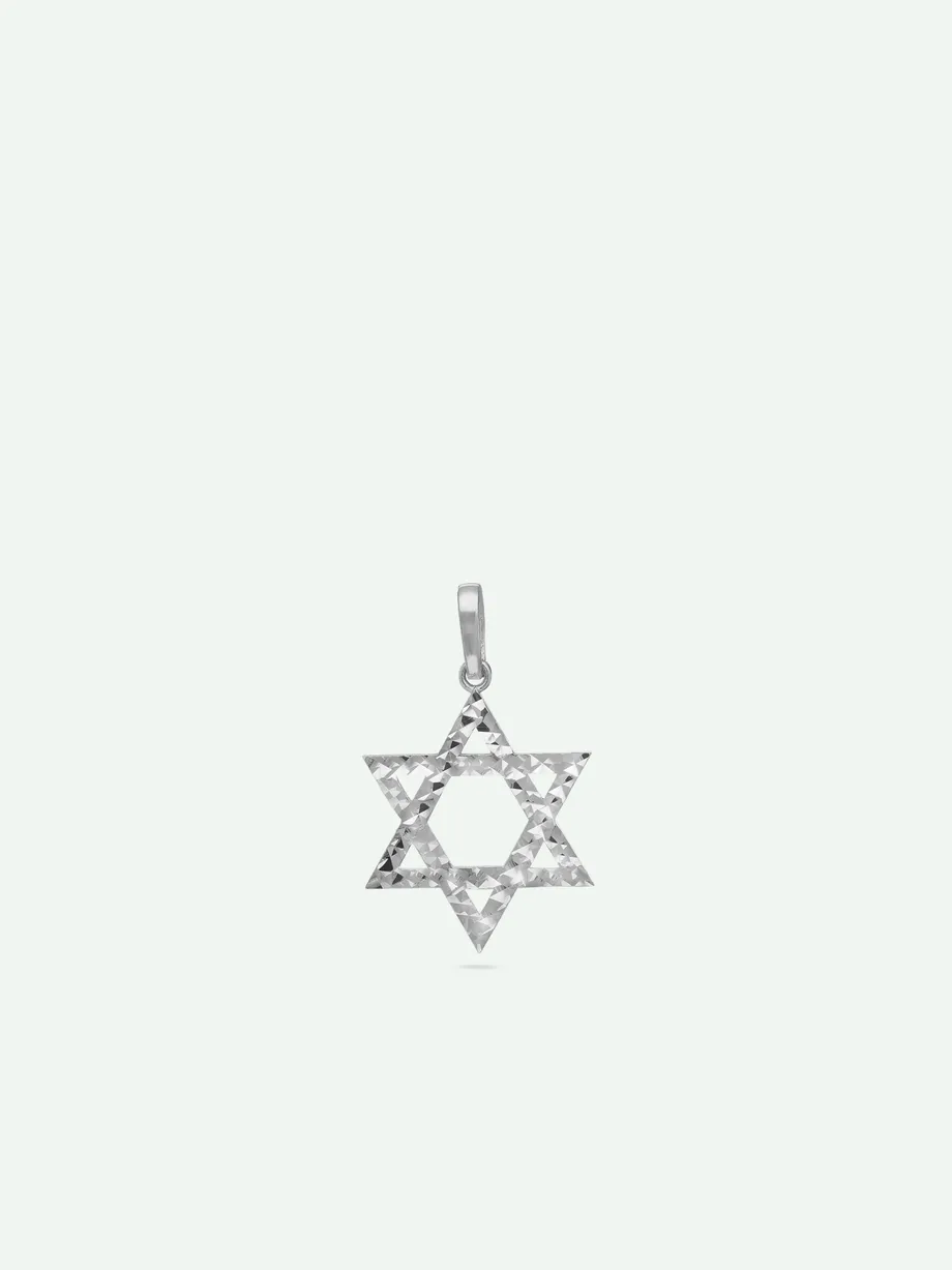 תליון מגן דוד זהב לבן 14K