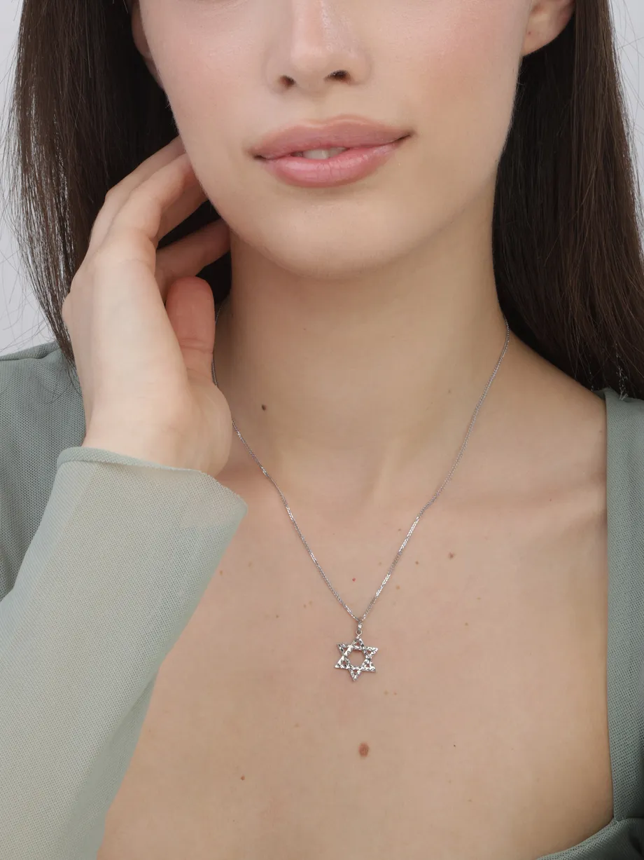 תליון מגן דוד זהב לבן 14K — תצלום נוסף
