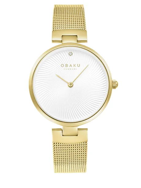 שעון OBAKU לאישה DIAMANT GOLD עם שיבוץ יהלום