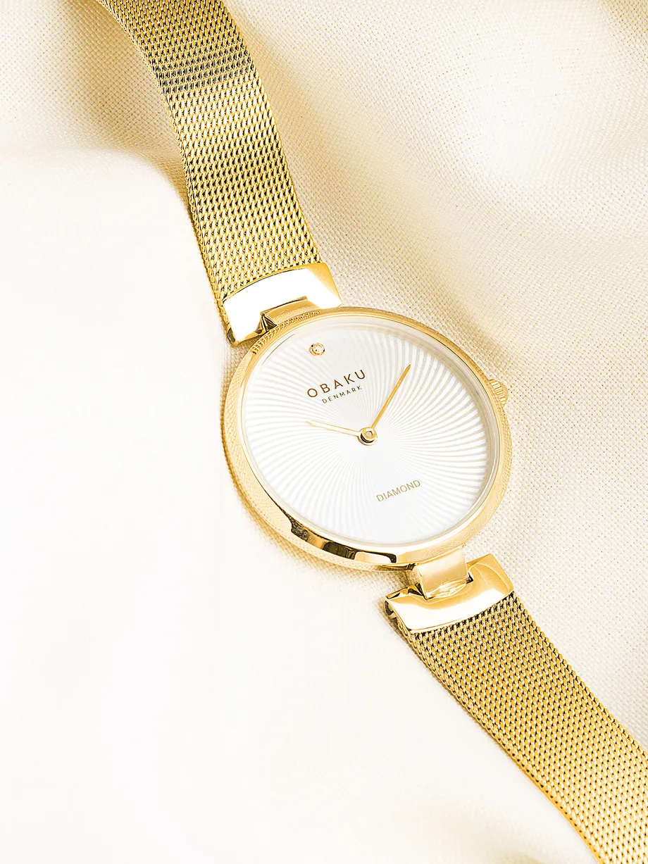 שעון OBAKU לאישה DIAMANT GOLD עם שיבוץ יהלום — תצלום נוסף