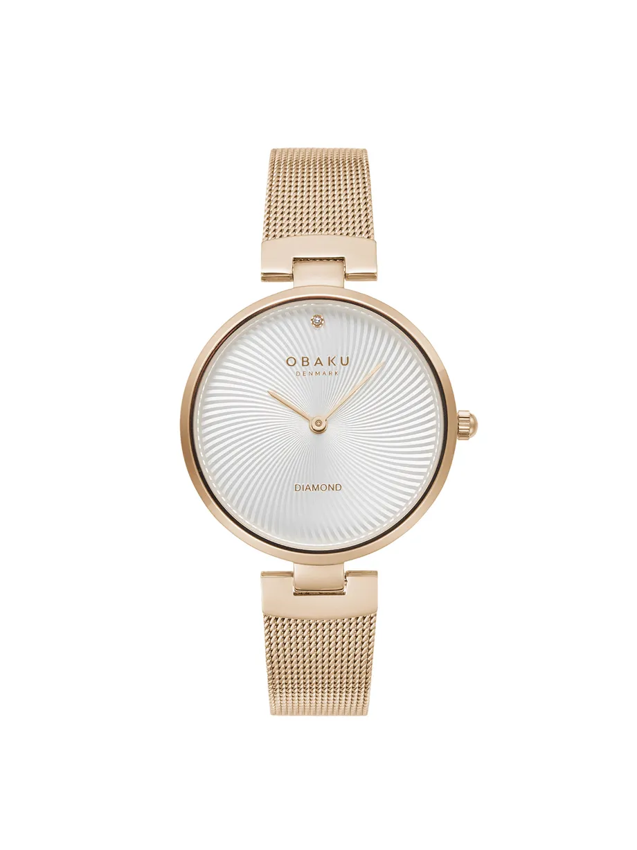 שעון OBAKU לאישה DIAMANT ROZE עם שיבוץ יהלום