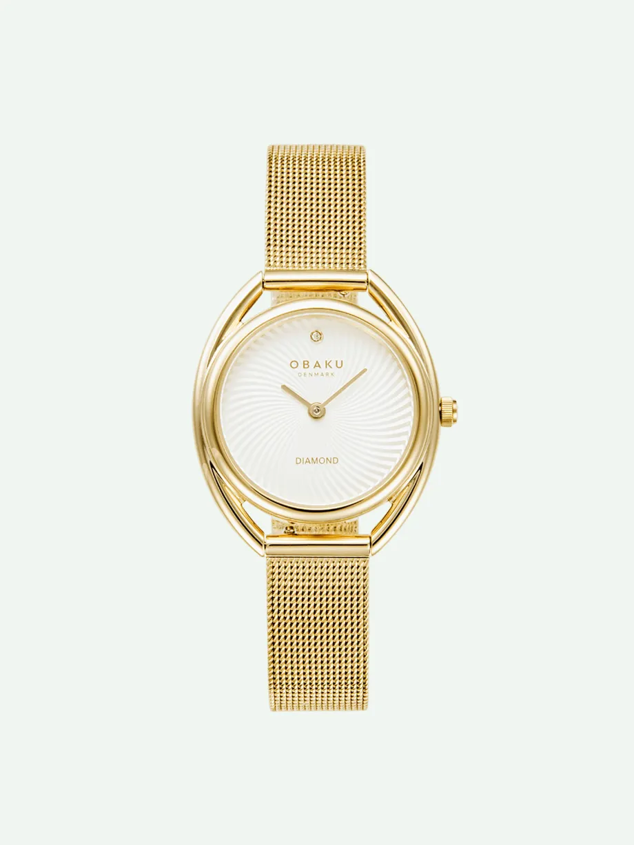 שעון OBAKU לאישה JUVEL GOLD עם שיבוץ יהלום