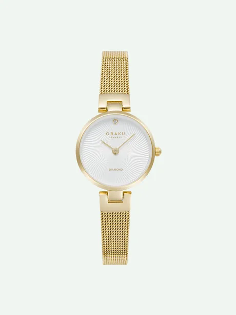 שעון OBAKU לאישה DIAMANT PETITE GOLD עם שיבוץ יהלום