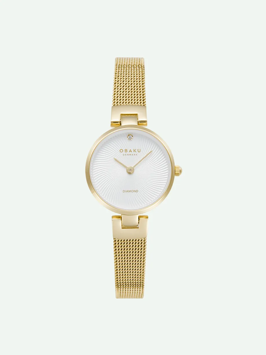 שעון OBAKU לאישה DIAMANT PETITE GOLD עם שיבוץ יהלום