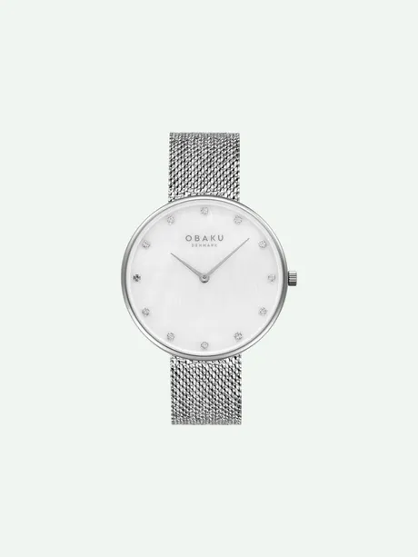 שעון OBAKU לאישה GLANDS STEELS בשיבוץ אבני זירקוניה שקופות